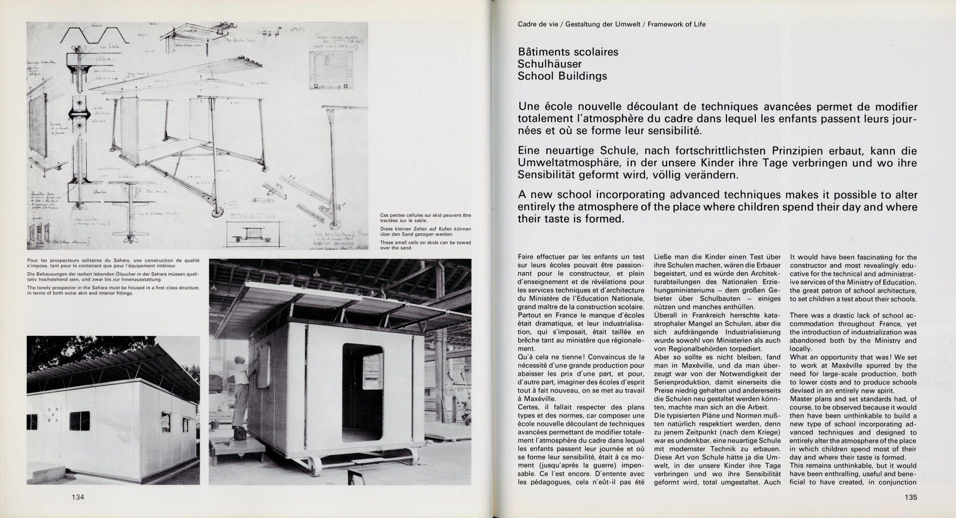 Illustr.: Doppelseite aus «Jean Prouvé» (1971) von Benedikt Huber und Jean-Claude Steinegger