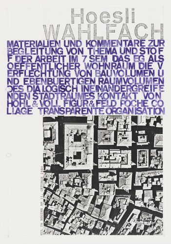 Illustr.: Bernhard Hoesli, Titelblatt zum Wahlfach, ETH Zürich, Herbstsemester 1980
