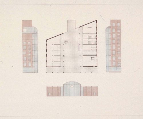 Abb.: Vittorio Magnago Lampugnani, Bahnhof Kassel-Wilhelmshöhe, Wettbewerb 1982