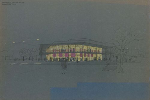 Abb.: Yvonne Stalder, Schauspielhaus am Pfauen, Entwurf 1954. Diplomarbeit ETH Zürich bei Prof. Hans Hofmann