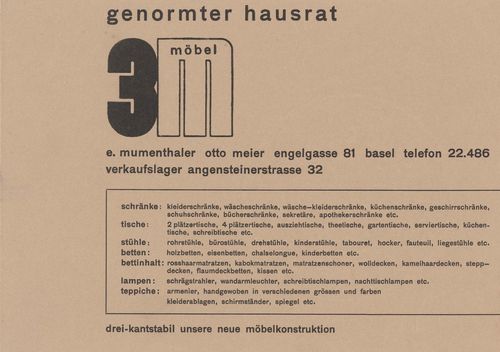 Illustr.: 3m-möbel, genormter hausrat, undatiertes Inserat