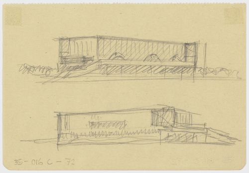 Abb.: Hans Wittwer, Flughafen Halle-Leipzig, Skizze des Restaurants, 1929–1931