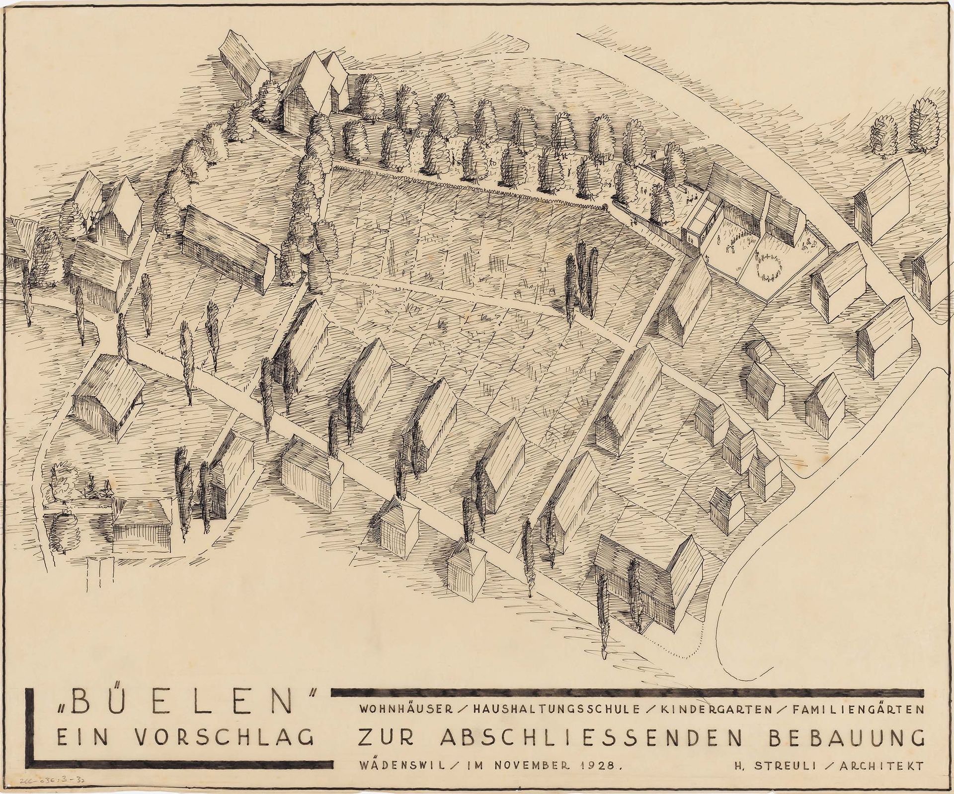 Abb.: Hans Streuli, Bebauungsplan Büelen, Wädenswil/ZH, November 1928