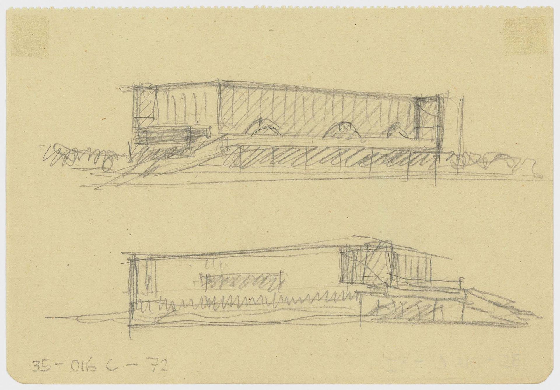 Abb.: Hans Wittwer, Flughafen Halle-Leipzig, Skizze des Restaurants, 1929–1931